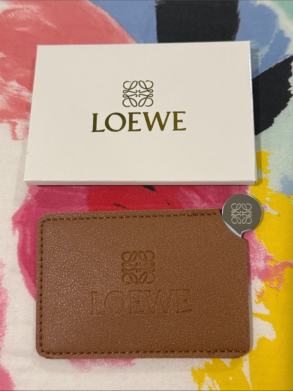 Loewe Brown Embossed Leather Card Sleeve